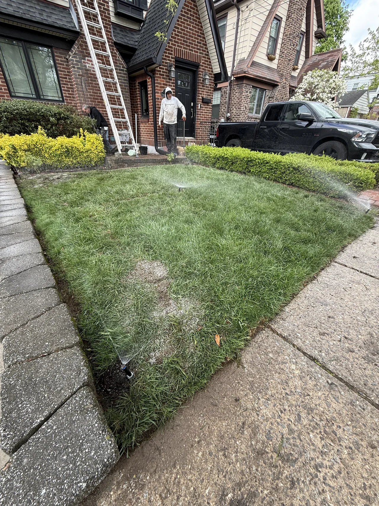 Finished residential lawn after sprinkler service