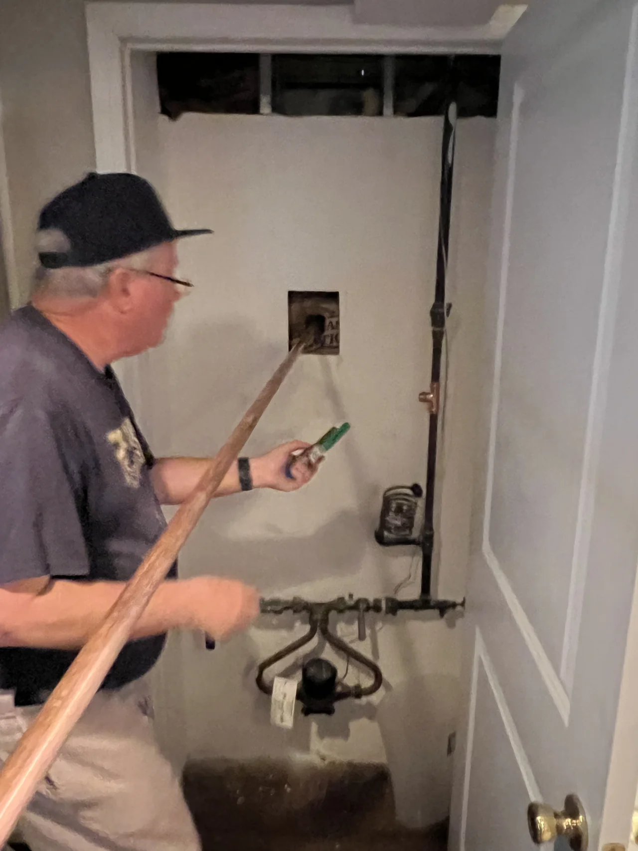 Irrigation supply piping run through an indoor ceiling area