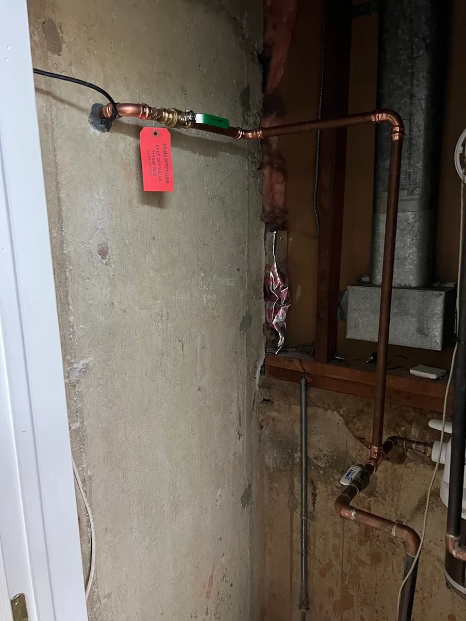 Copper irrigation supply piping and valve service